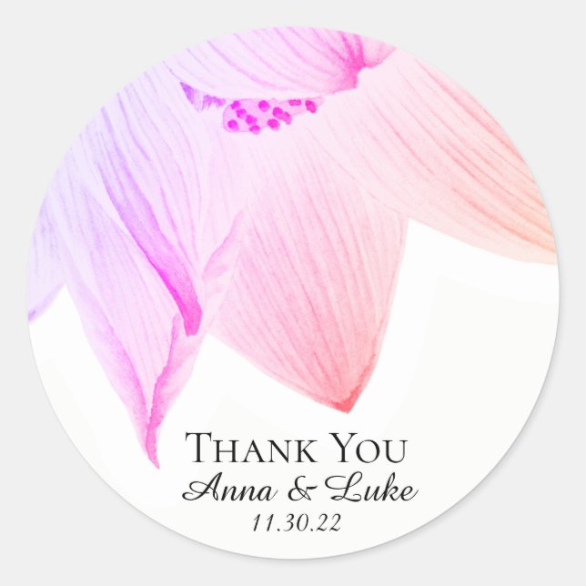 Sticker Rond *~* Merci rose et bleu Ombre Lotus (Devant)