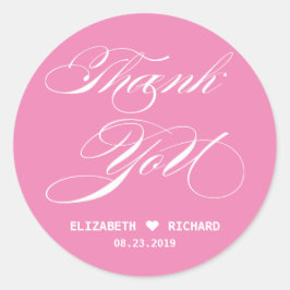 Sticker Rond Merci rose Favoriser