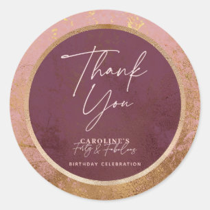 Sticker Rond Merci rose Gold 40e anniversaire de fête