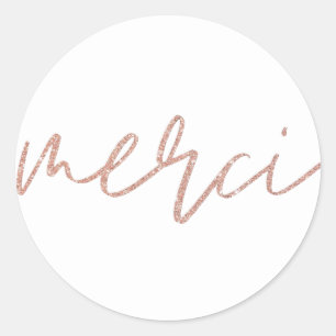Sticker Rond Merci Rose Gold Elegant Merci