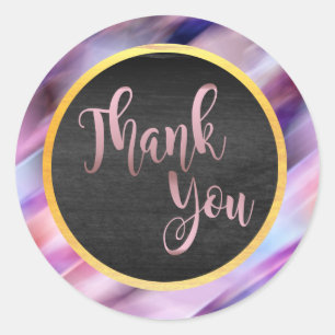 Sticker Rond Merci Rose or rose Mariage Glow