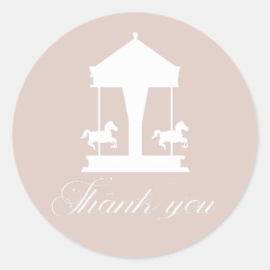 Sticker Rond Merci rose pâle du carousel