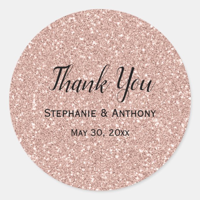 Sticker Rond Merci Rose Parties scintillant Mariage de  de  d'o (Devant)