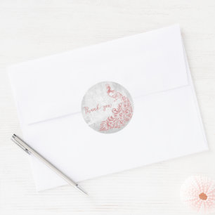 Sticker Rond Merci rose Peacock