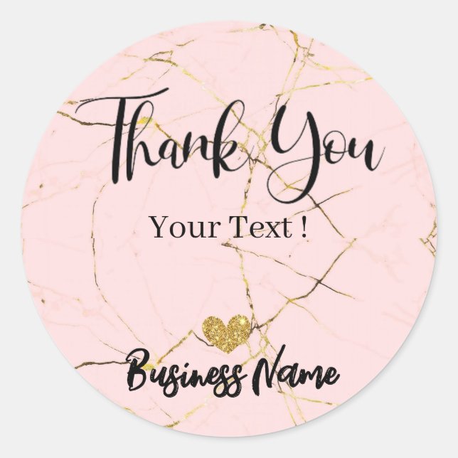 Sticker Rond Merci Rose personnalisé Gold (Devant)