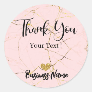 Sticker Rond Merci Rose personnalisé Gold