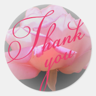 Sticker Rond Merci rose rose