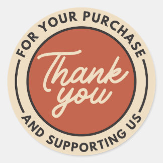 Sticker Rond Merci rouge beige