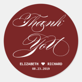 Sticker Rond Merci rouge Faveur de mariage