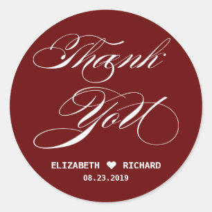 Sticker Rond Merci rouge Faveur de mariage