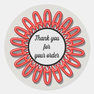 Sticker Rond Merci Rouge Professionnel Pour Votre Commande