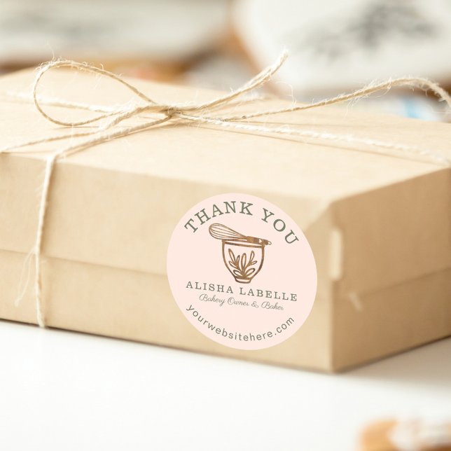 Sticker Rond Merci Rustique Bois Boulangerie Stand Mixer Clas (Créateur téléchargé)