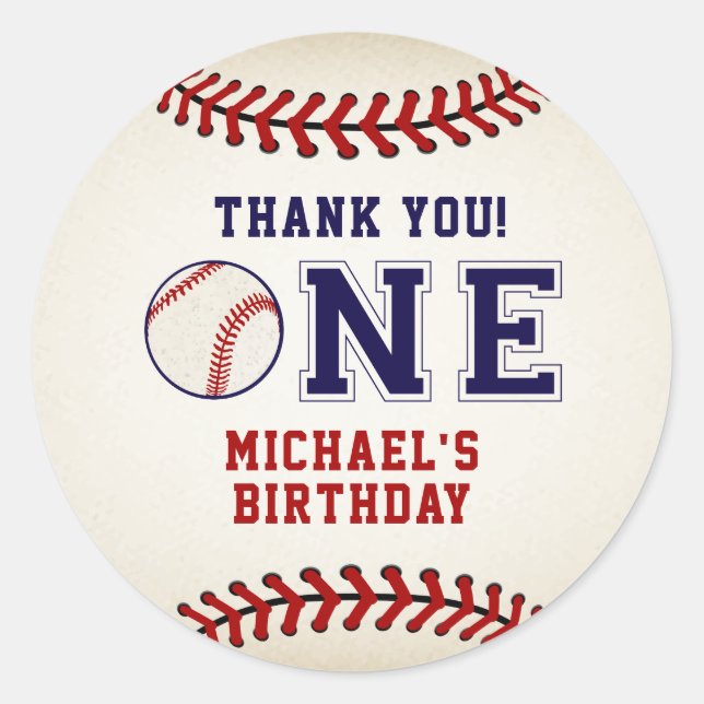 Sticker Rond Merci rustique de baseball (Devant)
