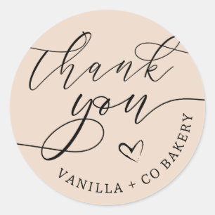 Sticker Rond Merci Script Heart Baked Goods Business Class