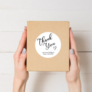 Sticker Rond Merci Script Heart Petite entreprise