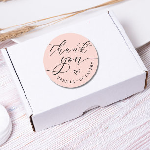 Sticker Rond Merci Script Heart Produits de boulangerie   Rose
