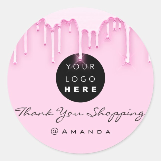 Sticker Rond Merci Shopping Nom Maquillage Artiste Pink Logo (Devant)