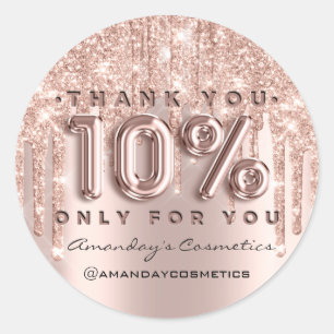 Sticker Rond Merci Shopping Nom Rose Drips 10%Off