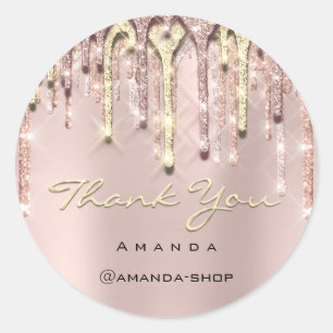 Sticker Rond Merci Shopping Rose d'affaires Parties scintillant