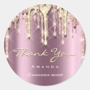 Sticker Rond Merci Shopping Rose Parties scintillant Drives Pin