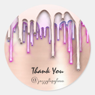Sticker Rond Merci Shopping Vacances Pink Drives Rose