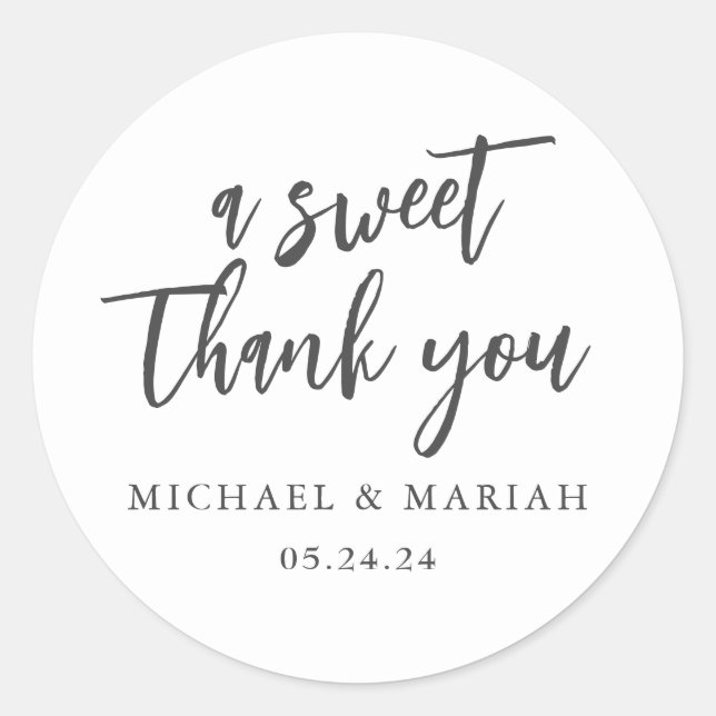 Sticker Rond Merci simple et élégant mariage préféré (Devant)