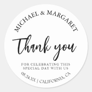Sticker Rond Merci simple et élégant mariage préféré