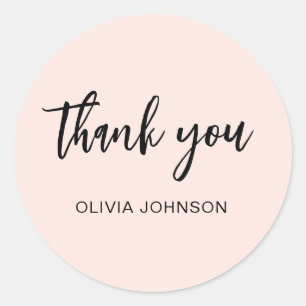 Sticker Rond Merci Simple Moderne Rose