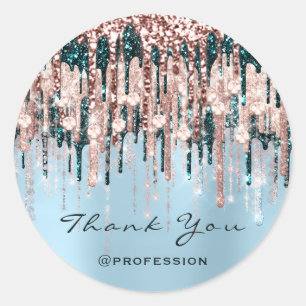 Sticker Rond Merci Small Business Drivers Rose Turquoise bleu