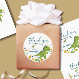 Sticker Rond Merci Stommer Tyrannosaurus Dinosaur Anniversaire