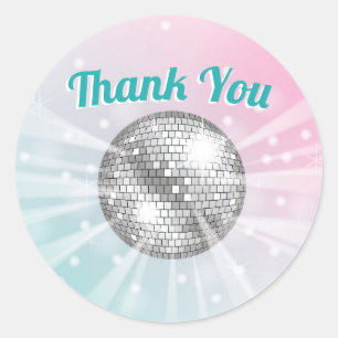 Sticker Rond Merci Super du Baby shower Disco Ball