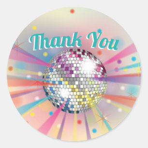 Sticker Rond Merci Super du Baby shower Disco Ball