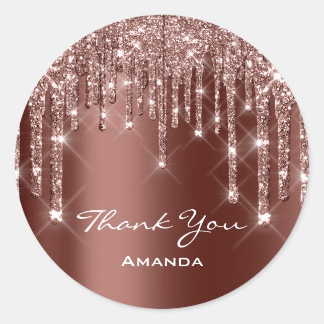 Sticker Rond Merci Sweet 16e Rose nuptiale Brown (Devant)