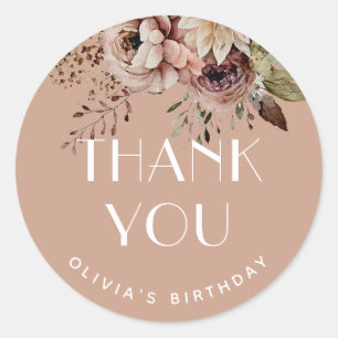 Sticker Rond Merci sweet sixteen   Fleur de Pêche Dusty Faveur