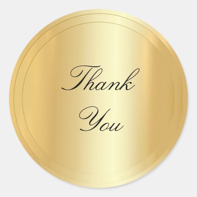Sticker Rond Merci Texte Script Gold Look Modèle moderne (Devant)