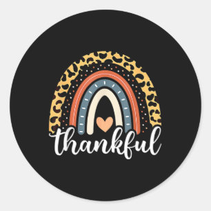 Sticker Rond Merci Thanksgiving Rainbow Empreinte de léopard 20