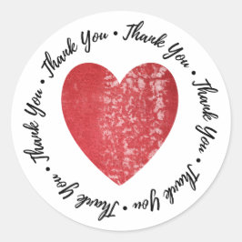 Sticker Rond Merci ・ Timbre cardiaque Rouge