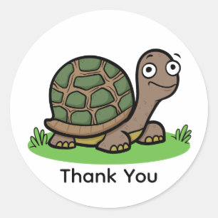 Sticker Rond Merci tortue drôle 