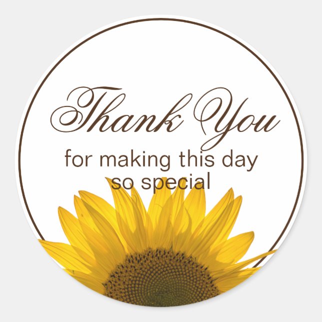 Sticker Rond Merci tournesol (Devant)
