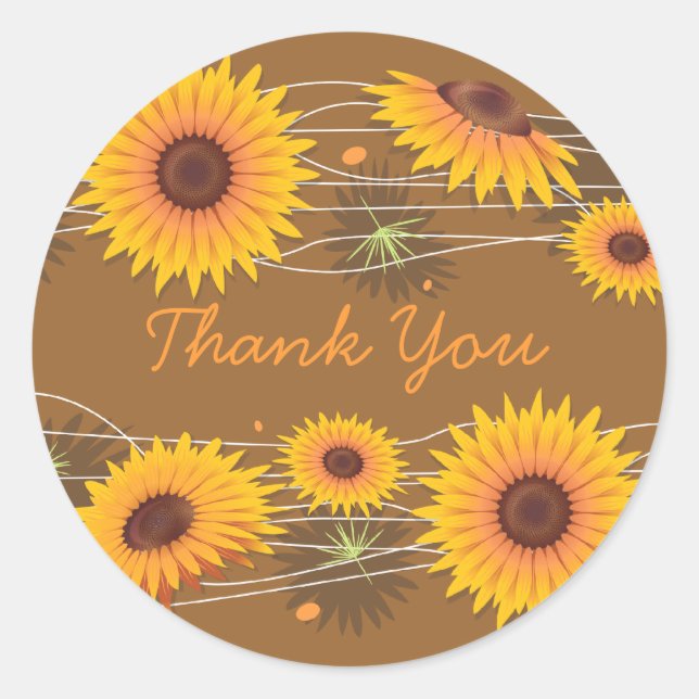 Sticker Rond Merci tournesol (Devant)