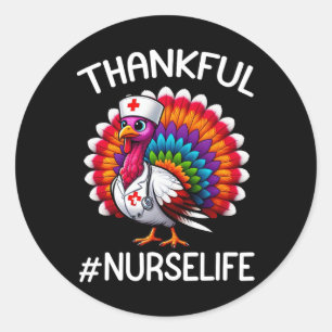 Sticker Rond Merci Turquie Infirmière vie mignonne Thanksgiving