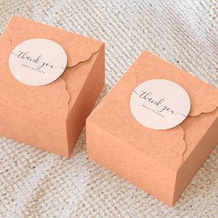 Sticker Rond Merci typographie élégante rose chic