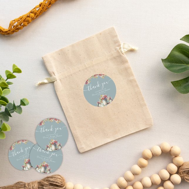 Sticker Rond Merci Typographie Fleurs de printemps Fête des mar (Créateur téléchargé)