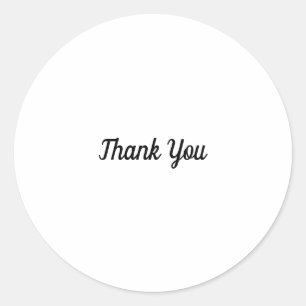Sticker Rond Merci typographie minimaliste noir et blanc cl