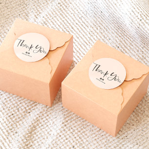 Sticker Rond Merci typographie police de police pastel blush ro