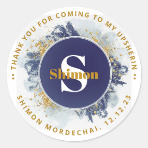 Sticker Rond Merci Upsherin Parties scintillant initiale NAV Wa