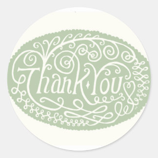 Sticker Rond Merci vert à fleurs