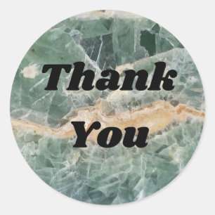 Sticker Rond Merci Vert Jaune Fluorite Photo Appréciation