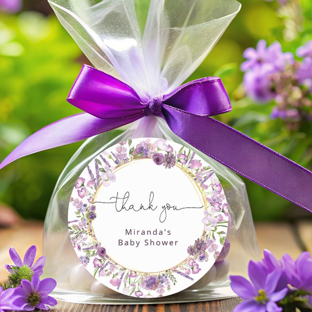 Sticker rond Merci violet classique (Créateur téléchargé)