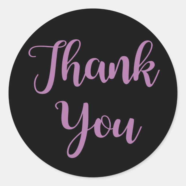 Sticker Rond Merci violet et noir - Mariage, affaires (Devant)